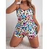 imageFloerns Womens Plus Size Cherry Print Cami Top and Shorts Pajama SetsWhite Black Leopard