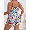imageFloerns Womens Plus Size Cherry Print Cami Top and Shorts Pajama SetsWhite Black Leopard