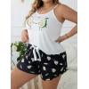 imageFloerns Womens Plus Size Cherry Print Cami Top and Shorts Pajama SetsWhite Fruit