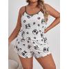 imageFloerns Womens Plus Size Cherry Print Cami Top and Shorts Pajama SetsWhite Panda