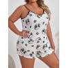 imageFloerns Womens Plus Size Cherry Print Cami Top and Shorts Pajama SetsWhite Panda
