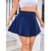imageFloerns Womens Plus Size High Waisted Pleated Tennis Workout SkirtDark Blue