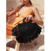 imageFloerns Womens Straw Bag Holiday Beach Vacation Fringe Trim HandbagBlack