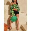 imageFloerns Womens Straw Bag Holiday Beach Vacation Fringe Trim HandbagGreen
