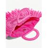 imageFloerns Womens Straw Bag Holiday Beach Vacation Fringe Trim HandbagHot Pink