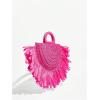 imageFloerns Womens Straw Bag Holiday Beach Vacation Fringe Trim HandbagHot Pink