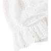 imageFloerns Womens Summer Square Neck Schiffy Drawstring Front Crop Top BlouseA White