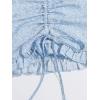 imageFloerns Womens Summer Square Neck Schiffy Drawstring Front Crop Top BlouseBaby Blue