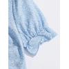 imageFloerns Womens Summer Square Neck Schiffy Drawstring Front Crop Top BlouseBaby Blue