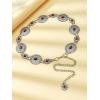 imageFloerns Womens Textured Geo Adjustable Metal Chain Belt for Jeans DressesSilver Flower