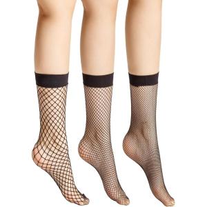imageFloerns Womens 34 Pairs Hollow Out Solid Fishnet SocksBlack