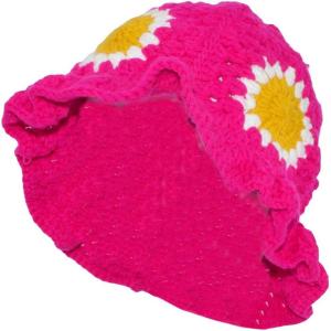 imageFloerns Womens Crochet Cherry Pattern Knit Casual Bucket HatPink