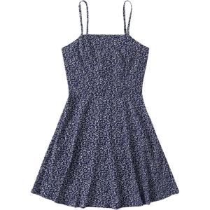 imageFloerns Womens Ditsy Floral High Waist Cami Short A Line DressBlue and White