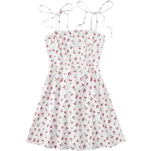 imageFloerns Womens Ditsy Floral High Waist Cami Short A Line DressWhite Cherry
