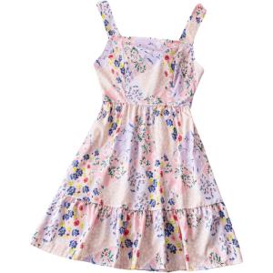 imageFloerns Womens Floral Print Knot Back Sleeveless Sundress Ruffle Hem A Line DressPink