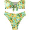 imageFloerns Womens 2 Piece Bikini Sets Tie Sleeveless Bandeau Bra High Waist ThongGreen