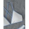 imageFloerns Womens 2 Piece Criss Cross Backless String Swimsuit Triangle Bikini SetBlue and White