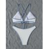 imageFloerns Womens 2 Piece Criss Cross Backless String Swimsuit Triangle Bikini SetBlue and White