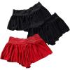 imageFloerns Womens 3 Piece Floral Lace Trim Panty Mid Rise Ruffle Overlay BoyshortsBlack and Red