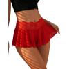 imageFloerns Womens 3 Piece Floral Lace Trim Panty Mid Rise Ruffle Overlay BoyshortsBlack and Red