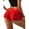 imageFloerns Womens 3 Piece Floral Lace Trim Panty Mid Rise Ruffle Overlay BoyshortsBlack and Red