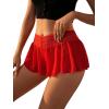 imageFloerns Womens 3 Piece Floral Lace Trim Panty Mid Rise Ruffle Overlay BoyshortsBlack and Red