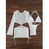 imageFloerns Womens 3 Piece Hollow Out Solid Bikini Swimsuit Set with Backless Cover UpWhite