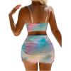 imageFloerns Womens 3 Piece Ombre Push Up High Cut Swimsuit Bikini Sets with Beach SkirtsLight Blue