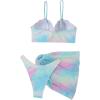 imageFloerns Womens 3 Piece Ombre Push Up High Cut Swimsuit Bikini Sets with Beach SkirtsLight Blue