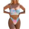 imageFloerns Womens 3 Piece Ombre Push Up High Cut Swimsuit Bikini Sets with Beach SkirtsLight Blue