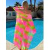 imageFloerns Womens 3 Piece Tie Dye Colorblock Bikini Swimsuit Set with Cover UpPink and Green