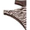 imageFloerns Womens 3 Piece Zebra Print Push Up Strappy Beachwear Bikini SwimsuitBrown and Beige