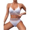 imageFloerns Womens Bathing Suit Striped Print Halter Neck Triangle Bikini SwimsuitsWhite Multi