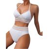 imageFloerns Womens Bathing Suit Striped Print Halter Neck Triangle Bikini SwimsuitsWhite Multi