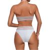 imageFloerns Womens Bathing Suit Striped Print Halter Neck Triangle Bikini SwimsuitsWhite Multi