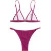 imageFloerns Womens Bikini Swimsuit Textured V Neck Triangle Two Piece Bathing SuitPurple