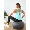 imageFloerns Womens Camo Print Cut Out Back Activewear Running Sports Tank TopLight Blue