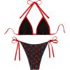 imageFloerns Womens Cherry Print Bathing Suit Tie Side Halter Triangle Bikini Swimsuit