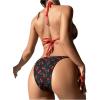 imageFloerns Womens Cherry Print Bathing Suit Tie Side Halter Triangle Bikini Swimsuit