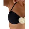 imageFloerns Womens Colorblock Appliques Rose Halter Neck Tops and Thong 2 Piece Bikini SetBlack and White