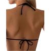 imageFloerns Womens Colorblock Appliques Rose Halter Neck Tops and Thong 2 Piece Bikini SetBlack and White