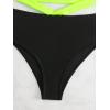 imageFloerns Womens Colorblock High Neck Cut Out Sports 2 Piece Bikini SwimsuitBlack