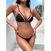 imageFloerns Womens Colorblock Summer Beach Spaghetti Strap Backless Triangle Bikini Top Black Medium