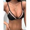imageFloerns Womens Colorblock Summer Beach Spaghetti Strap Backless Triangle Bikini Top Black Medium