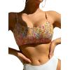 imageFloerns Womens Ditsy Floral String Scoop Neck Padded Bra Swimsuit Bikini TopPink and Orange