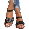 imageFloerns Womens Flat Sandal Cross Band Walking Sandal Open Toe Ankle Straps ShoesBlack