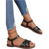 imageFloerns Womens Flat Sandal Cross Band Walking Sandal Open Toe Ankle Straps ShoesBlack