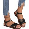 imageFloerns Womens Flat Sandal Cross Band Walking Sandal Open Toe Ankle Straps ShoesBlack