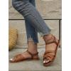 imageFloerns Womens Flat Sandal Cross Band Walking Sandal Open Toe Ankle Straps ShoesBrown