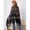 imageFloerns Womens Floral Embroidery Scarves Scarf Shawl Sunscreen Shawl WrapBlack